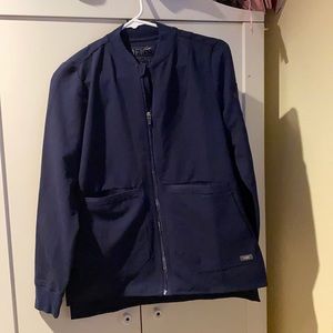 Navy blue figs scrub coat lab coat